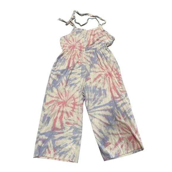 Modcloth Multicolor Tie Dye Floral Linen Blend Overalls 3X Boho Festival Wear - Picture 4 of 12